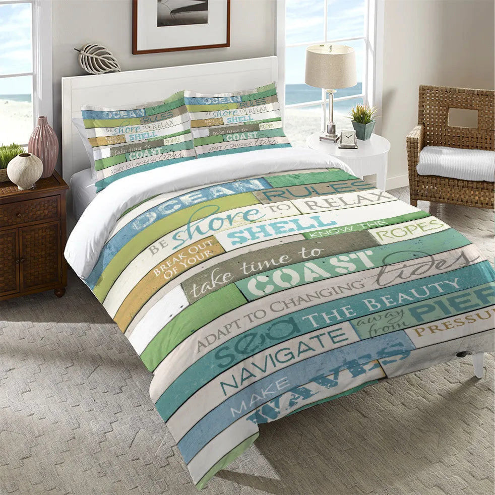 Laural Home Ocean Rules Twin Duvet Cover