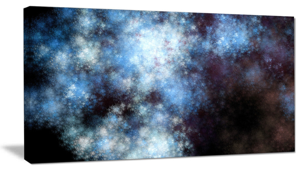 Blue White Starry Fractal Sky, Abstract Art on Canvas, 32x16