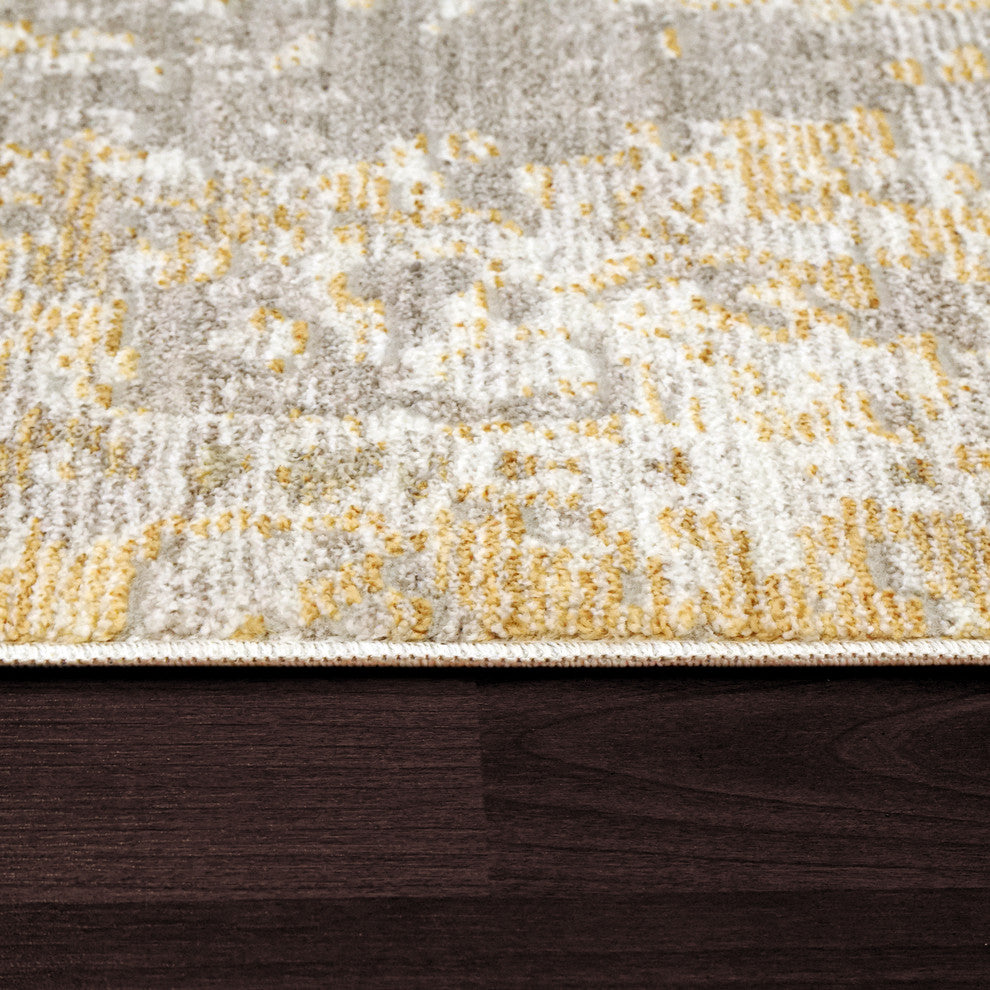 Mood Modern Area Rug, Yellow, 9X12'7"