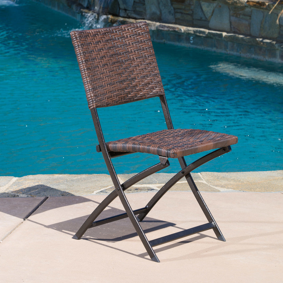 GDF Studio 3-Piece Cantinela Outdoor Wicker Folding Bistro Set