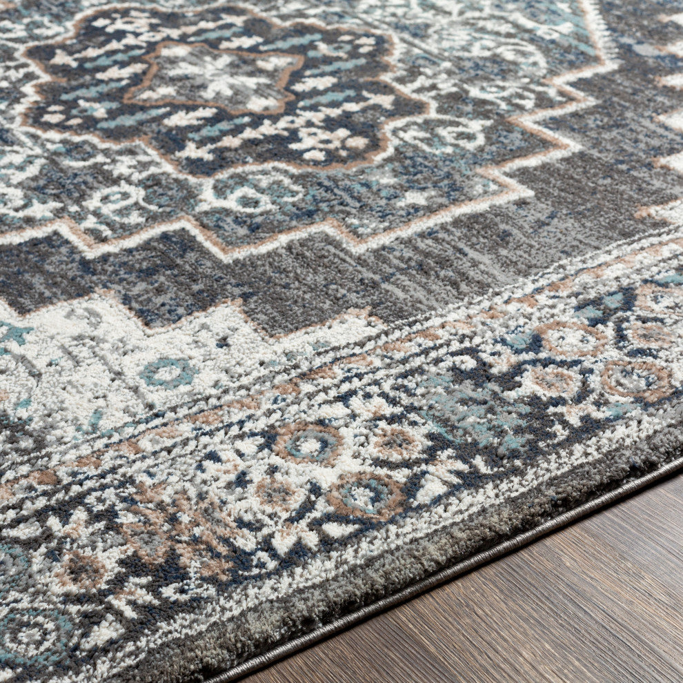 Surya Montana MTN-2307 Machine Woven Area Rug, Charcoal, 6'7" x 9'