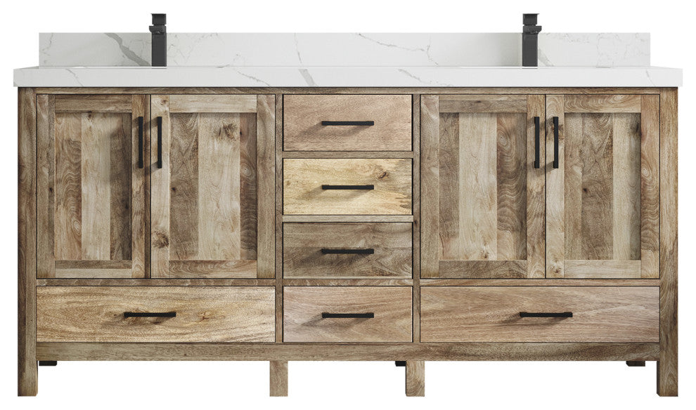 Malibu Mango 72 Double Sink Bath Vanity in Natural 2" Calacatta Laza