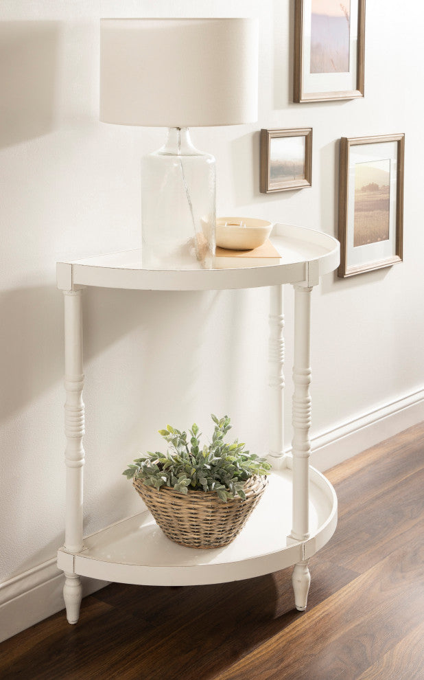 Bellport Wood Console Table with Shelf, White, 30x14x30
