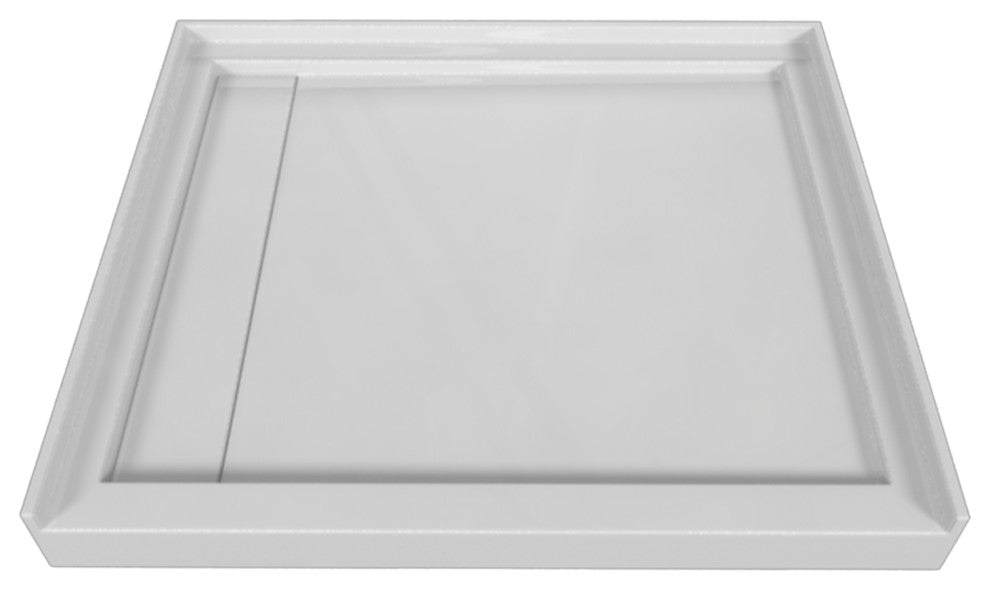 Valley Acrylic Single Threshold Acrylic Linear End Drain Shower Base 48", White,