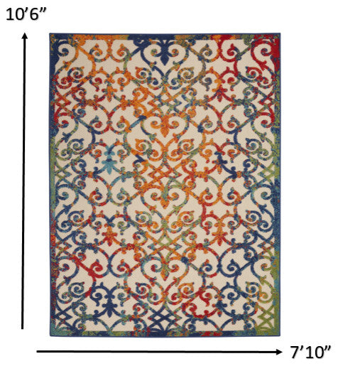 8 x 11 Rainbow Colored Indoor Outdoor Area Rug