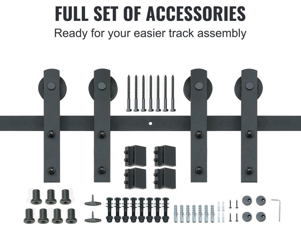 VEVOR 8FT Sliding Barn Door Hardware Closet Track Kit for Double Doors I Hanger