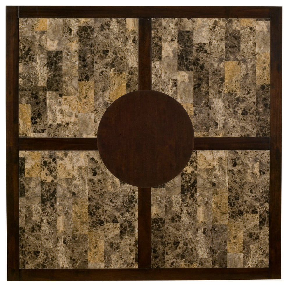 Capitola Faux Marble Large Pub Table With Removable Lazy Susan, Espresso
