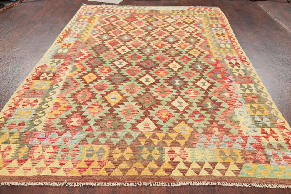 Kilim Hand-Woven Southwestern Traditional Turkish Oriental Area Rug, 9'7"x6'6
