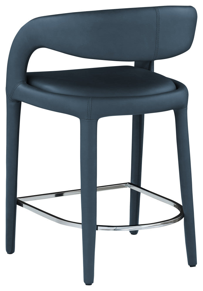 Sylvester Faux Leather Stool, Navy