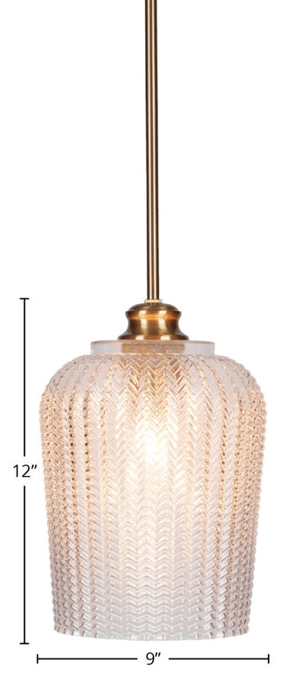 Cordova 1-Light Stem Hung Pendant, New Age Brass/Clear Textured