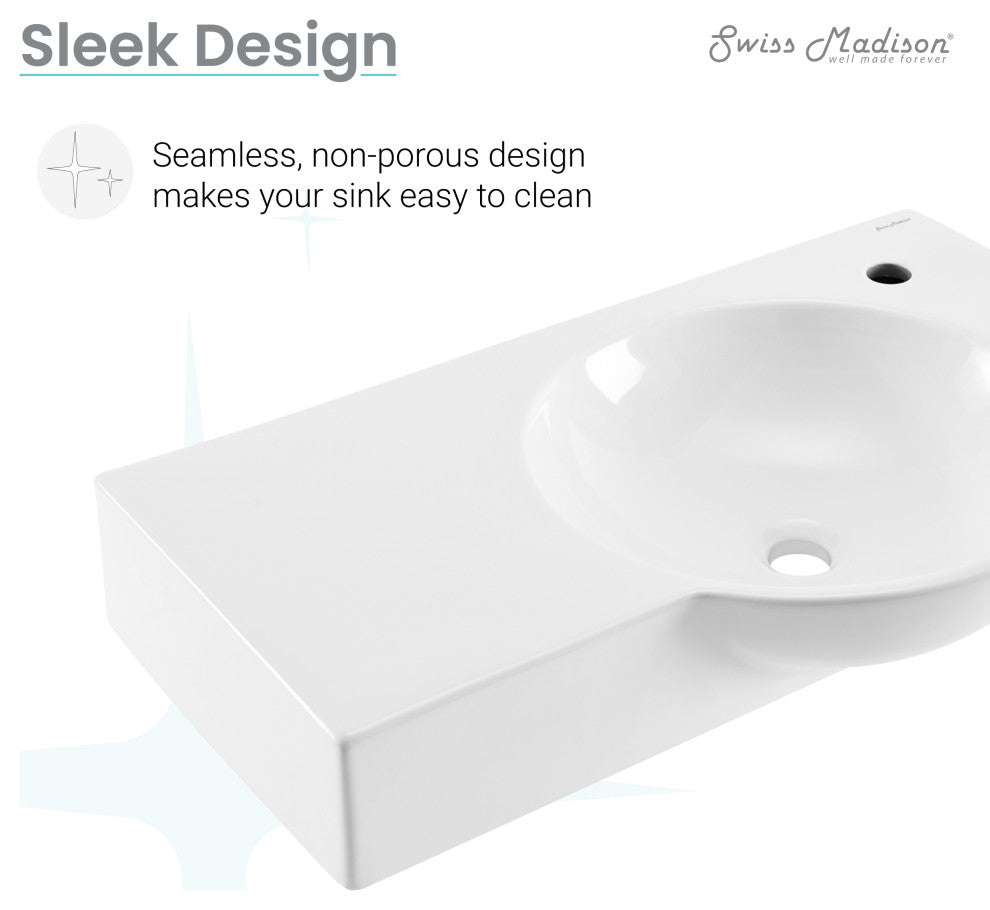 Chateau 30" Right Side Faucet Wall-Mount Bathroom Sink, Right-Side Faucet