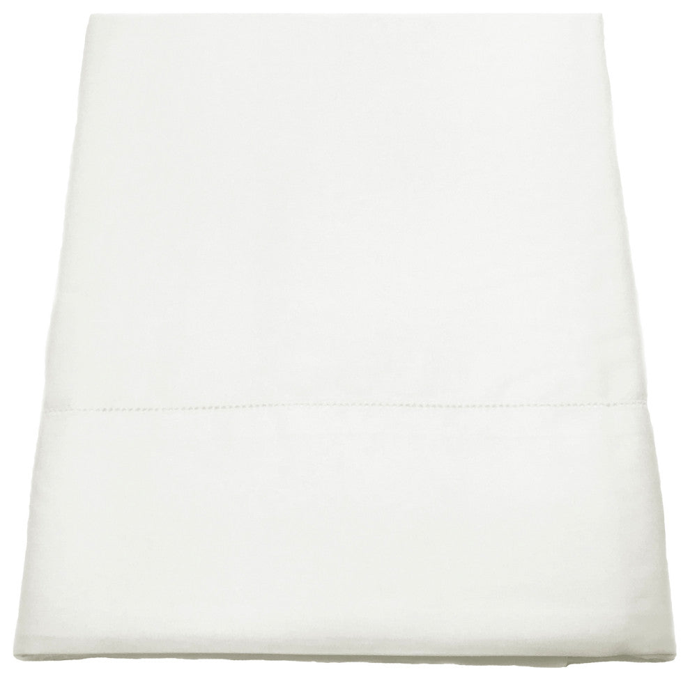 Hemstitch Cotton Sateen Flat Sheet, Ivory, Full