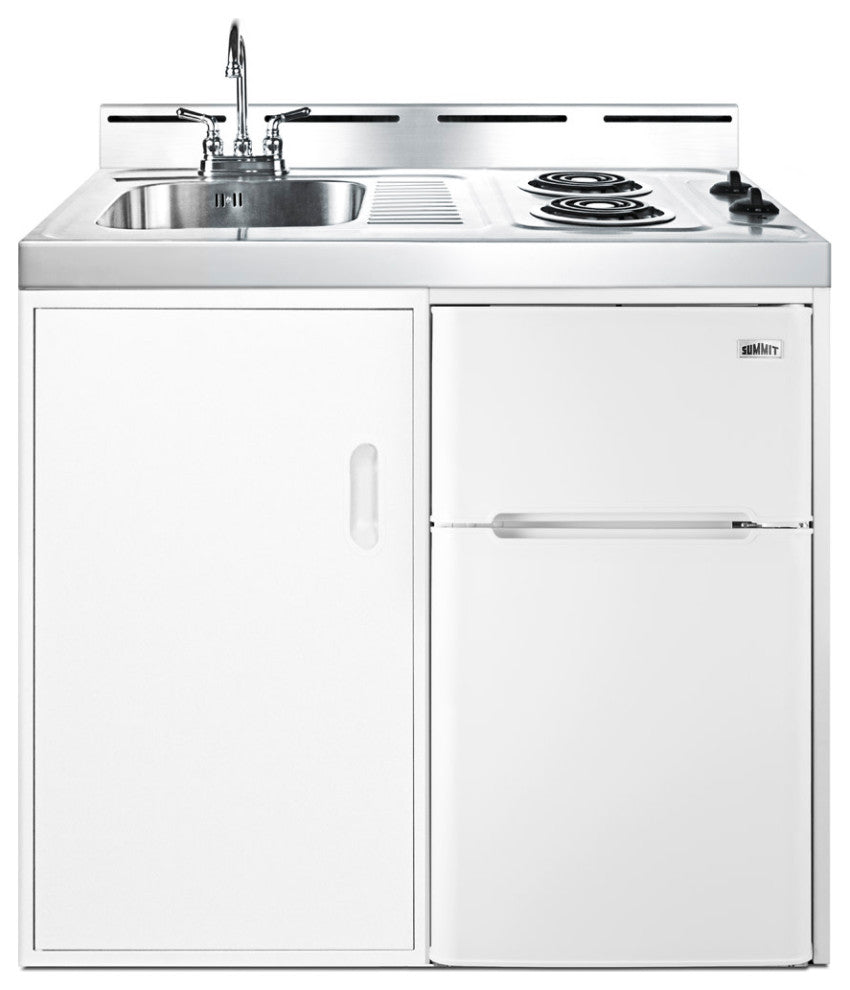 Summit C39EL 39"W All-In-One Kitchenette - White / Stainless Steel