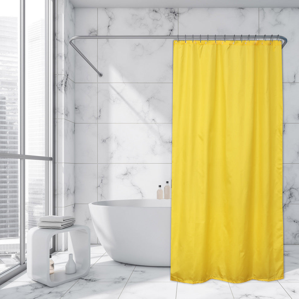Extra Long Shower Curtain Polyester, 12 Rings, 79"Lx 71"W, Yellow