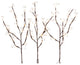 Set of 3, 23.62" Brown PVC Wrapped Branches With White Berries and LED Lights