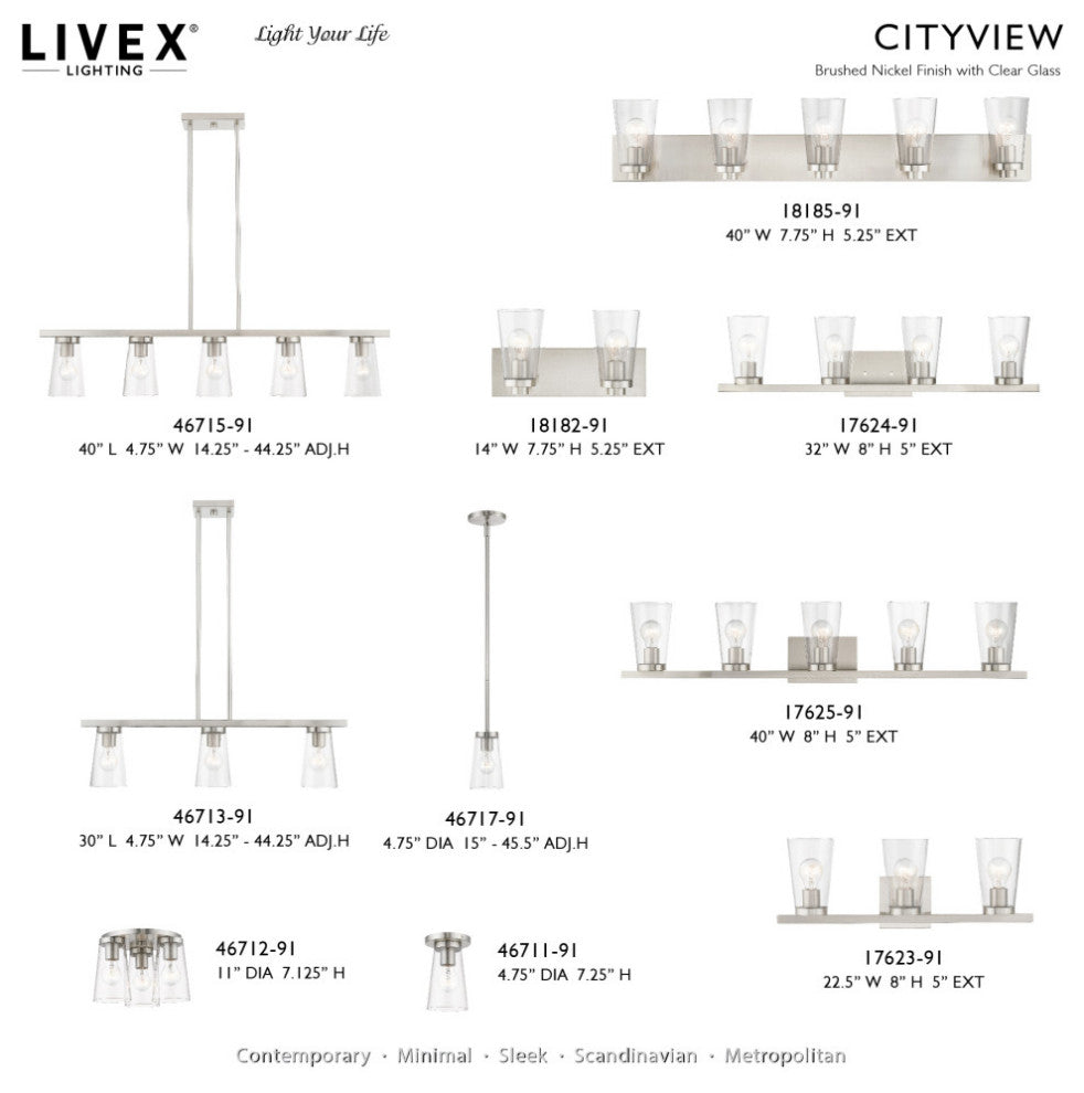 Cityview 3 Light Brushed Nickel Large Flush Mount