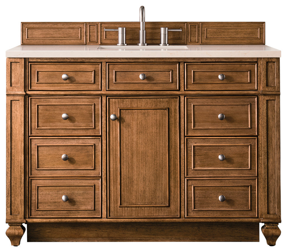 Bristol 48" Vanity, Saddle Brown, Eternal Marfil Quartz Top