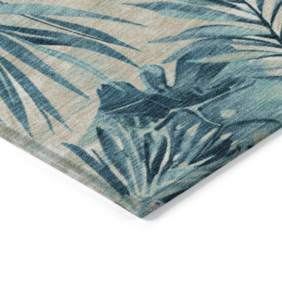 Machine Washable Indoor/Outdoor Chantille ACN1886 Teal 3' x 5' Rug