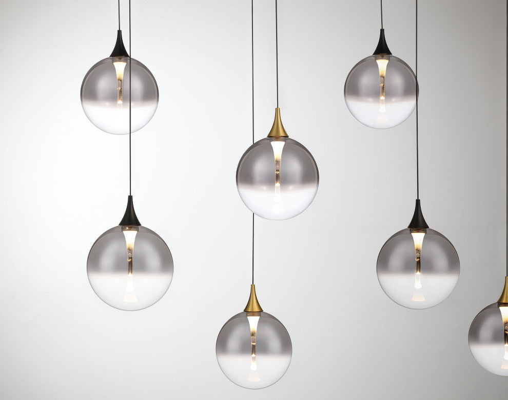 Iissa 14L 72" Gold-Black Smoke Chandelier