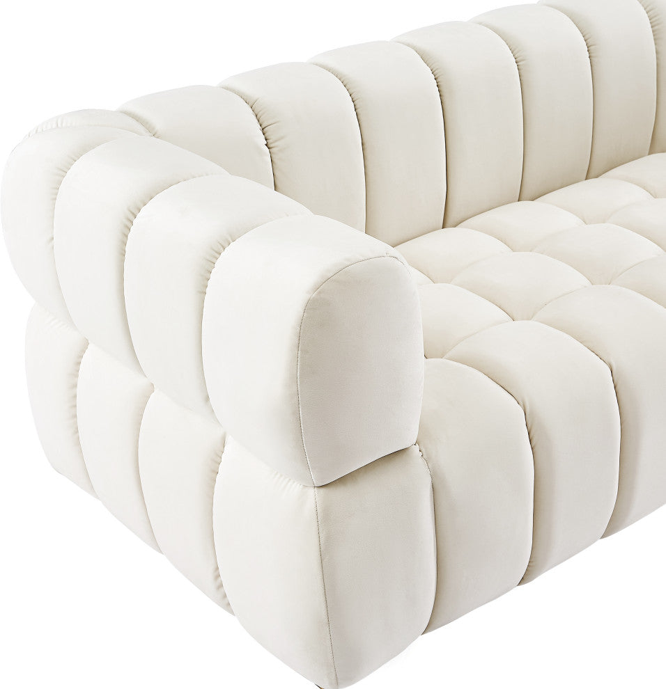 Gwen Velvet Upholstered Chair, Cream, Loveseat