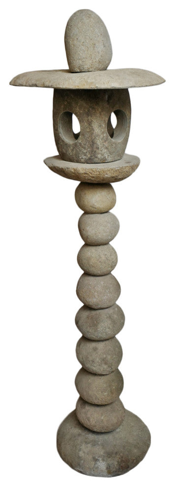 Outdoor Stacked Rock Light House Post 1