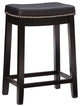 Linon Claridge Wood Backless Counter Stool Nailhead Trim Faux Leather in Black