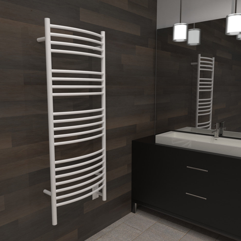 Jeeves Model D-Curved 20-Bar Hardwired Electric Towel Warmer, White