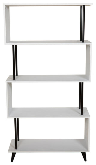 Danya B. Breuer 5-Tier White S-Shaped Bookcase With Black Hardware Accents