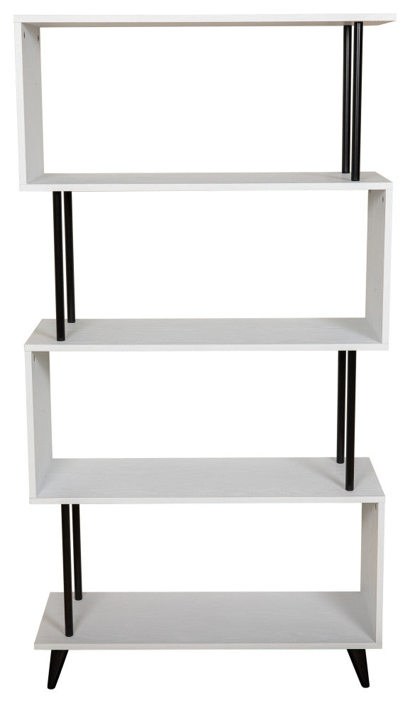 Danya B. Breuer 5-Tier White S-Shaped Bookcase With Black Hardware Accents