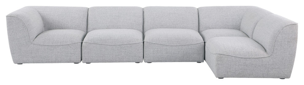 Miramar Linen Textured Fabric  5-Piece Modular L-Shaped Sectional, Grey