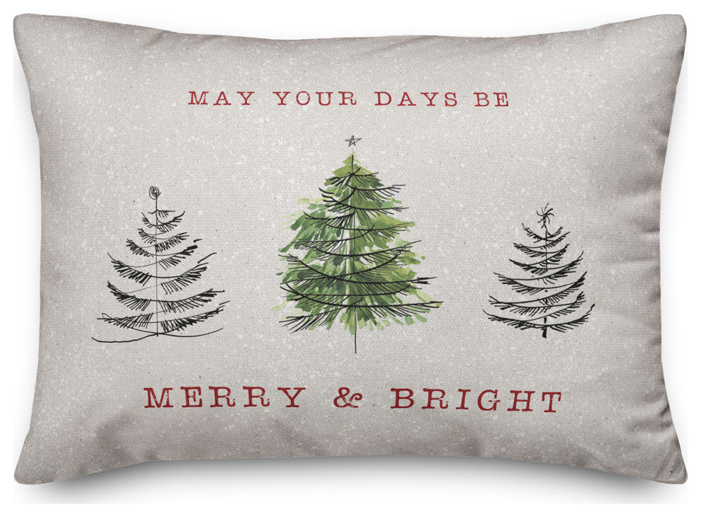 Speckle Sketch Christmas Trees 14x20 Spun Poly Pillow