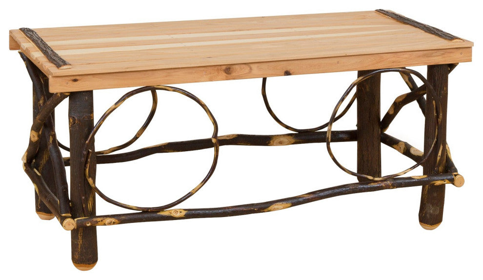 Hickory Log Slat Top Coffee Table, Hickory & Oak