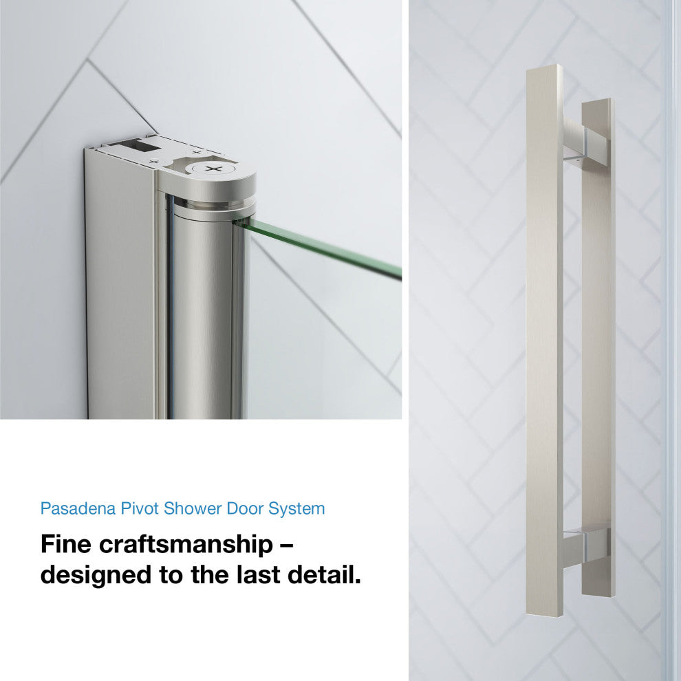 Pasadena 57 1/16-59 1/16"Wx72"H Alcove Pivot Shower Satin Nickel