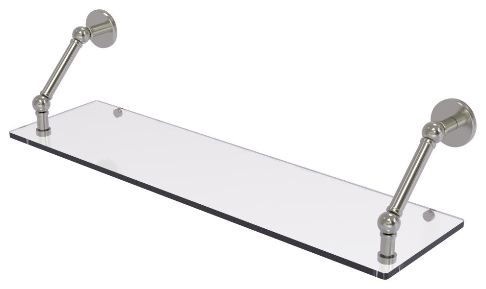 Prestige Skyline 30" Floating Glass Shelf, Satin Nickel