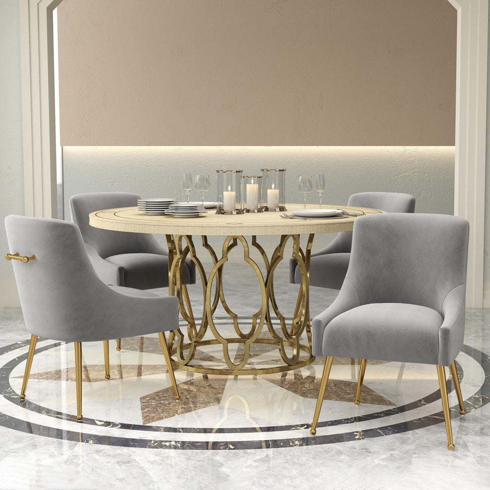 SEYNAR Velvet Dining Chairs, Set of 2, Upholstered Accent Side Chairs, Gray
