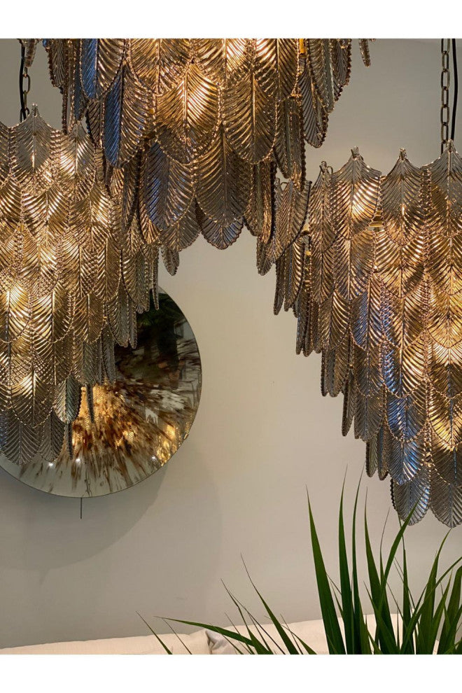 Smoked Glass Layered Chandelier, Eichholtz Verbier L