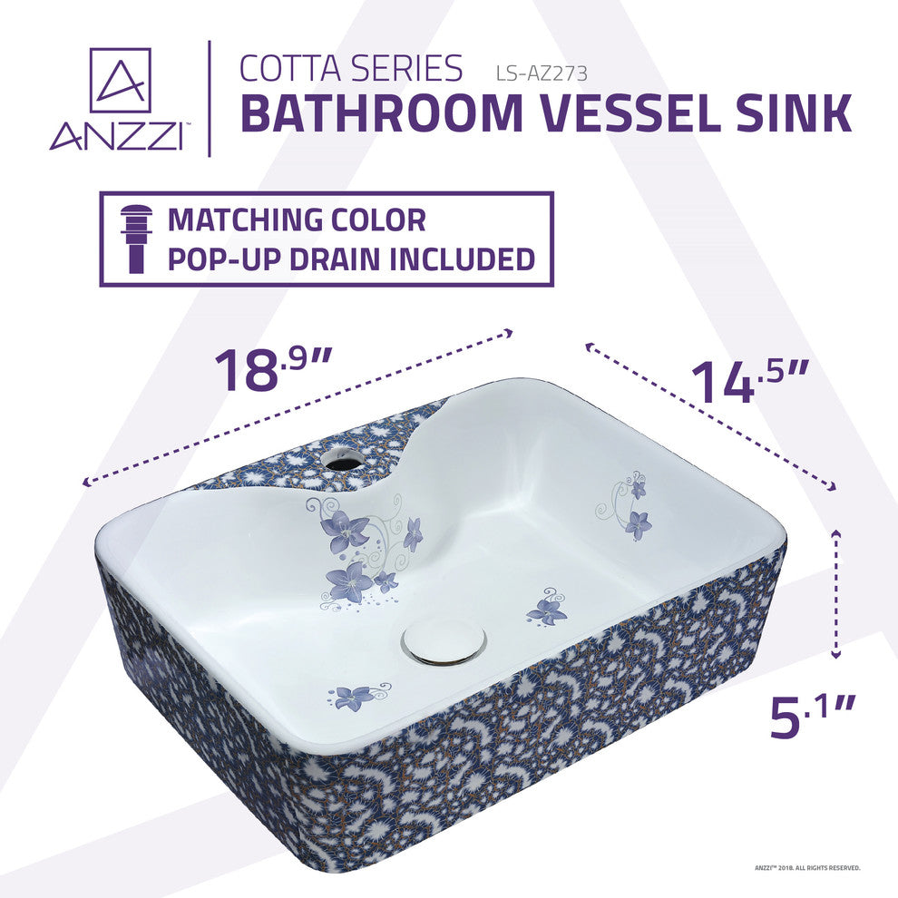 Cotta Series Ceramic Vessel Sink, Lavender
