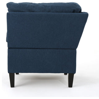 GDF Studio 7-Piece Niya Mid Century Modern Fabric Extended Sectional Sofa, Navy Blue