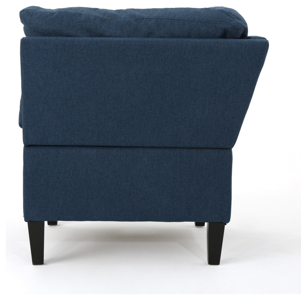 GDF Studio 7-Piece Niya Mid Century Modern Fabric Extended Sectional Sofa, Navy Blue