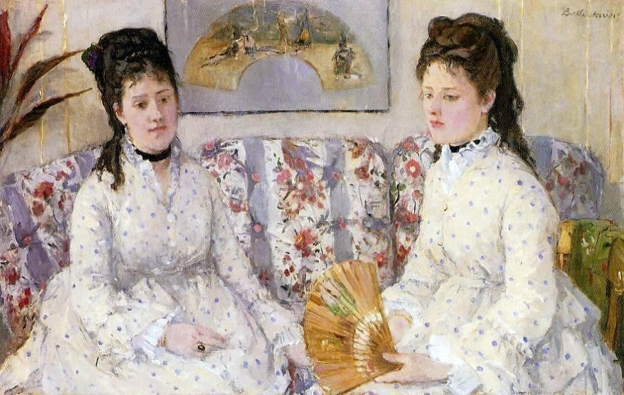 Berthe Morisot Two Sisters on a Couch, 18"x27" Wall Decal Print