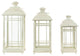 Set of 3 Cream Candle Lanterns with Brushed Gold Accents 19.5"