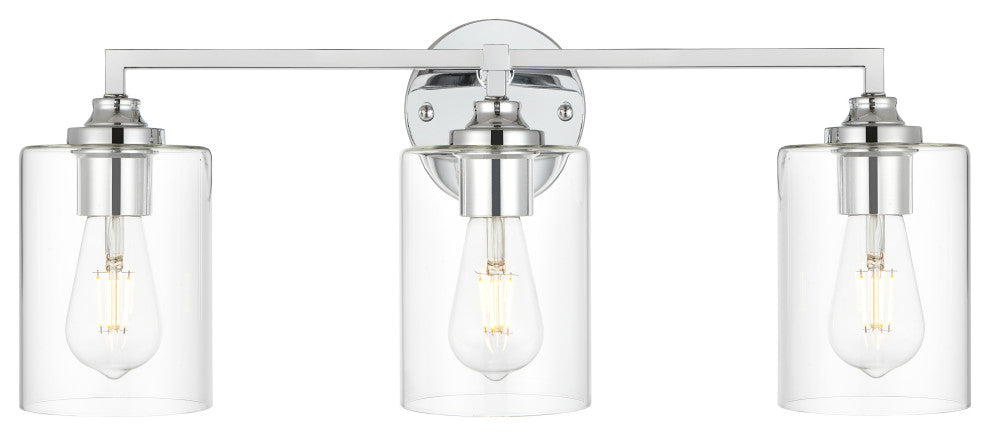 3 Light Chrome And Clear Bath Sconce