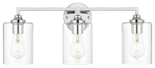 3 Light Chrome And Clear Bath Sconce