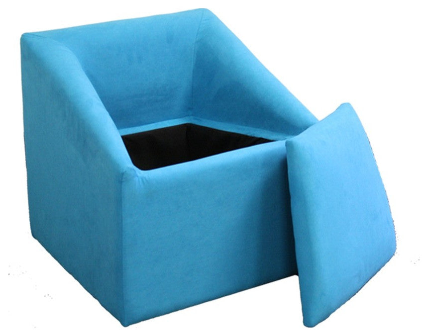 21" Modern Aqua Blue Cubed Accent Storage Chair