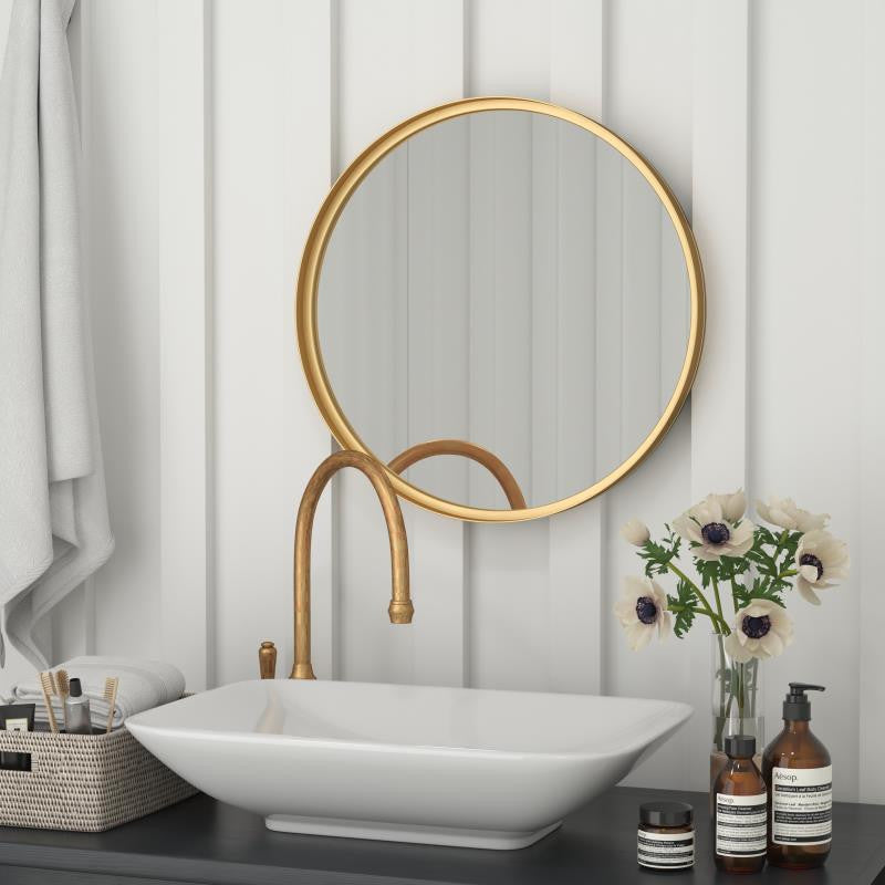 Jennifer Metal Framed Wall Mirror, Gold, 30"
