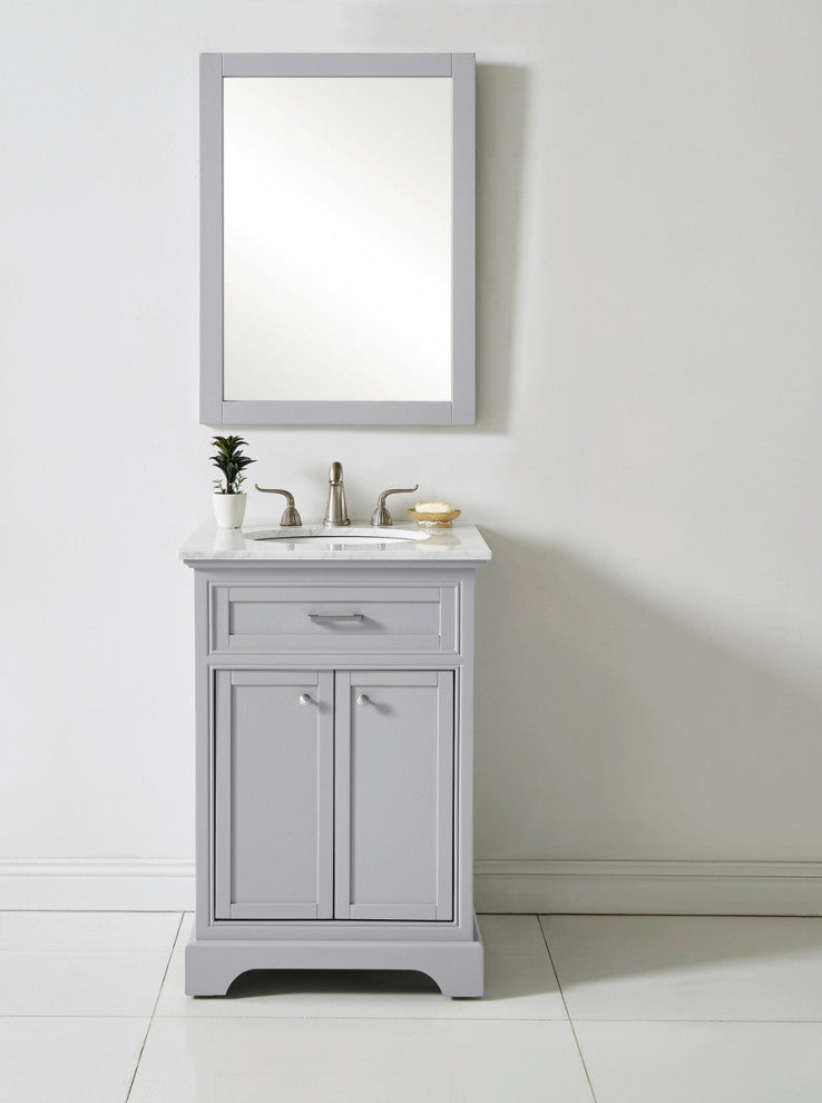 Amber Single Bathroom Vanity, Blue, Light Grey, 24"