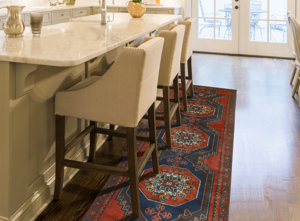 Fine Vintage Distressed Chatham Blue/Charcoal Runner, 3'1 x 9'6