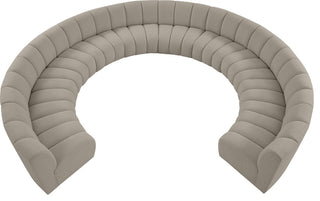 Infinity Black Boucle Fabric Upholstered Arc Shaped Modular Sectional, Brown, 10-Piece, Arc-Shaped