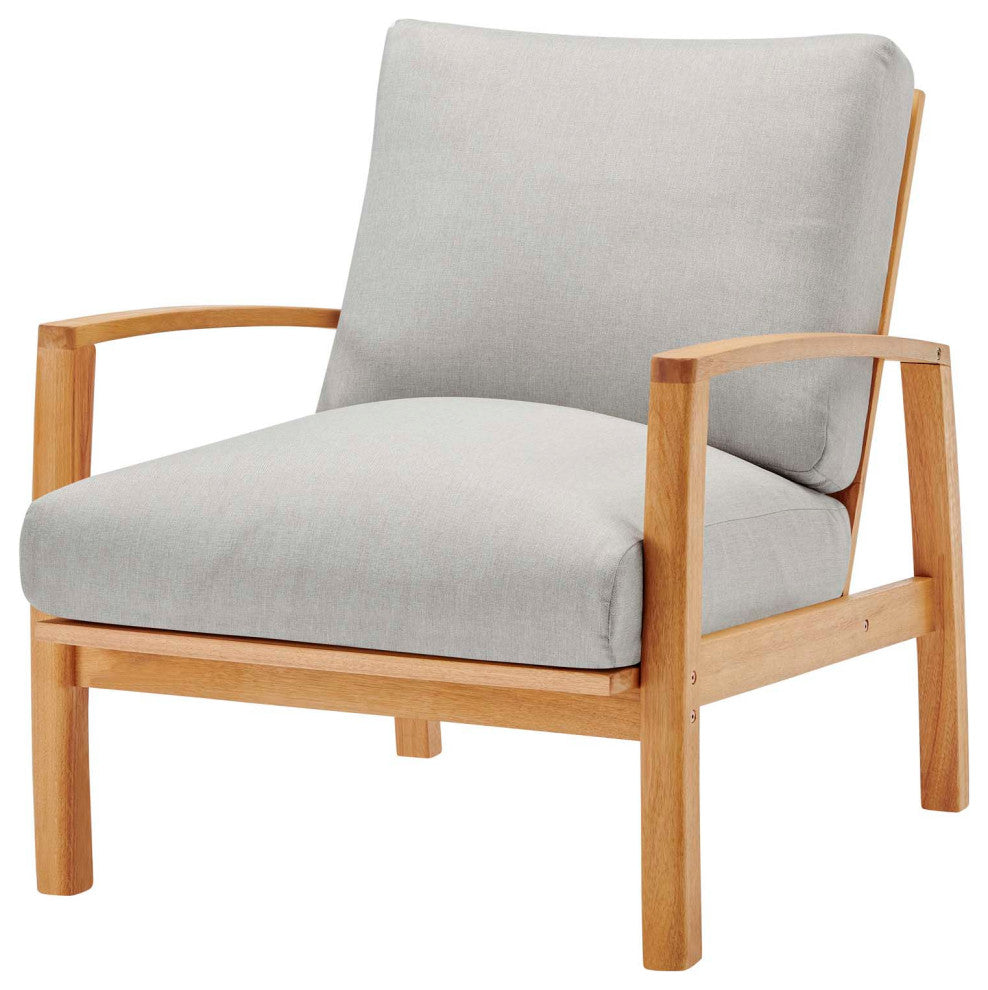 Lounge Sectional Sofa Chair Set, Wood, Brown Natural Gray, Modern, Outdoor