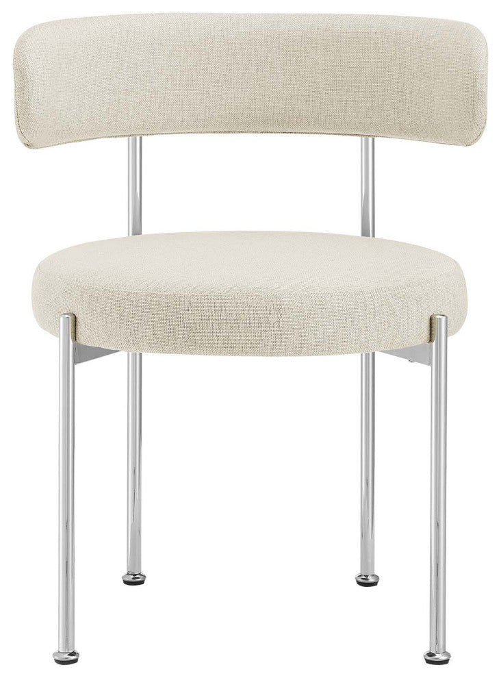 Albie Fabric Dining Chairs - Set of 2 - Beige Silver